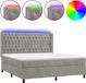 vidaXL Boxspringbed met matras en LED-verlichting, lichtgrijs, 160x200 cm, fluweel
