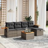 Maison Exclusive - Ensemble de meubles de jardin 6 pièces avec canapé et coussins, gris, en polyrotin