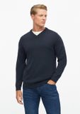 s.Oliver Heren Trui V-hals Navy 100% Merinowol M