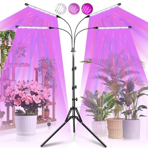 Railee Led-plantenlamp, 192 leds, groeilamp, volspectrum, plantenlicht met standaard, timer, 4 modi, 10 lichtsterktes