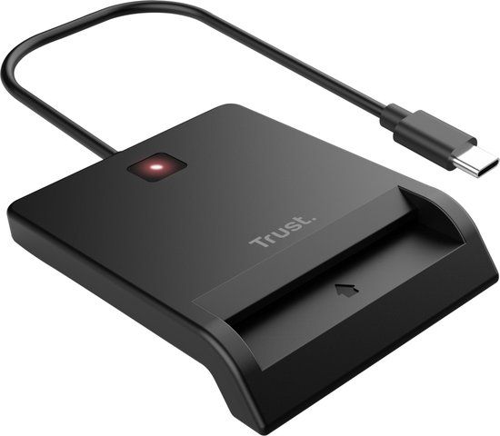 Trust Primo Smartcardlezer - Voor identiteitsbewijzen - eID Kaartlezer - Kaartlezer - USB-C - Zwart
