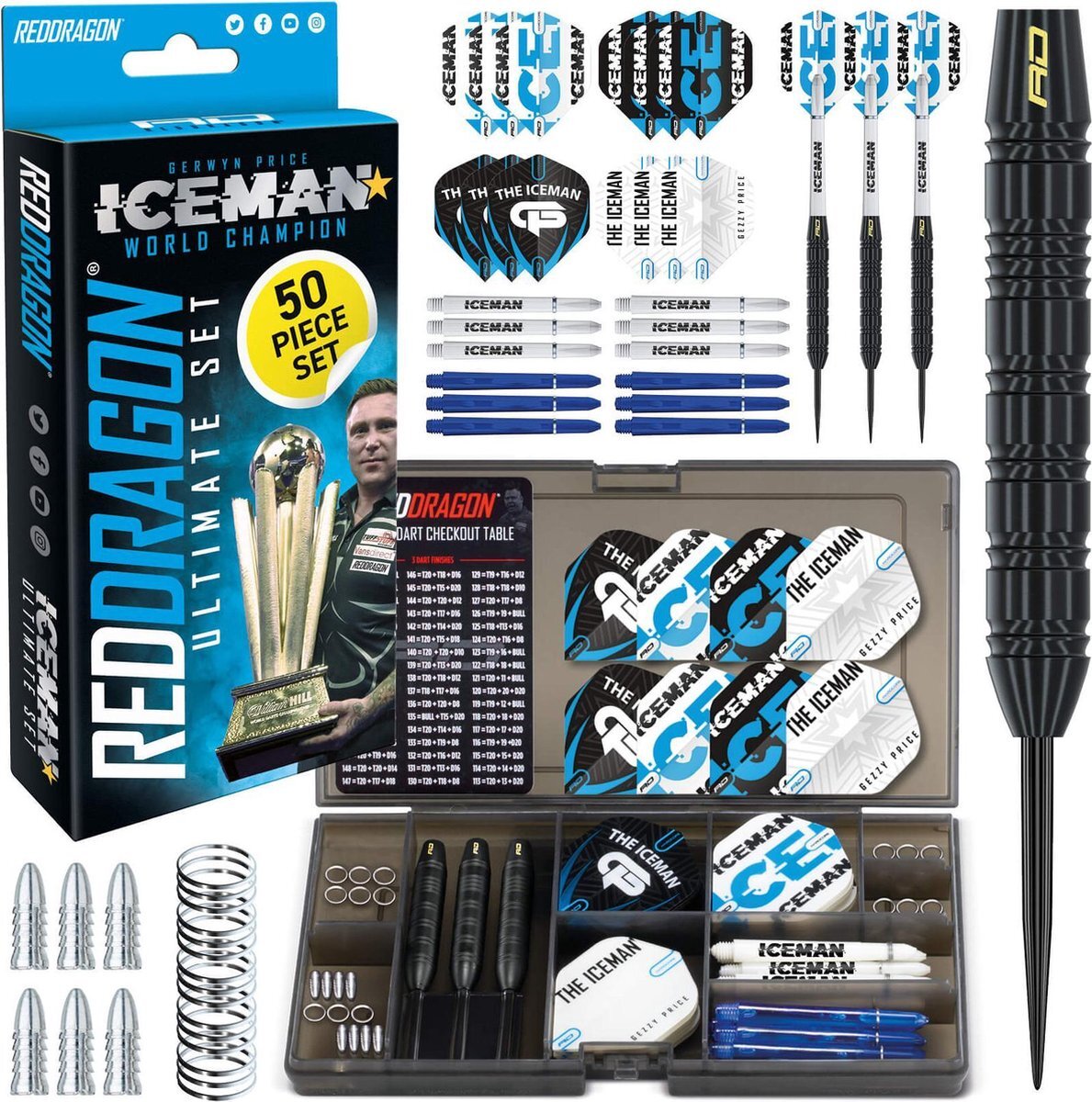 Red Dragon - Gerwyn Price Iceman Ultimate Steeltip Brass Dartpijlen Set Professioneel - 22 gram