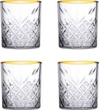 Pasabahce - Whisky glazen - 8x - Timeless serie - transparant/goud - 350 ml