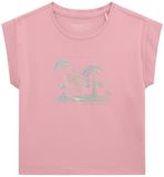Guess Meisjes-T-shirt Midi Katoen Jersey Ronde Hals Korte Mouw Roze Printopdruk 10 jaar
