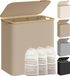 Songmics panier à linge avec couvercle, 150 L, 3 sections, marron camel