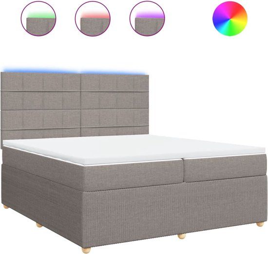 vidaXL Boxspring met matras stof taupe 200x200 cm