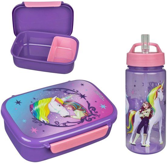 4KidsOnly Unicorn Academy lunchset; lunchbox en drinkfles