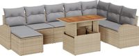 vidaXL Tuinbank - Set - 9 - st - Beige - Poly - rattan