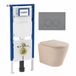 Geberit QeramiQ Dely Swirl Toiletset - 36.3x51.7cm - Geberit UP720 Duofix Sigma inbouwreservoir - 35mm zitting - bedieningsplaat licht grijs - ronde knoppen - mat beige