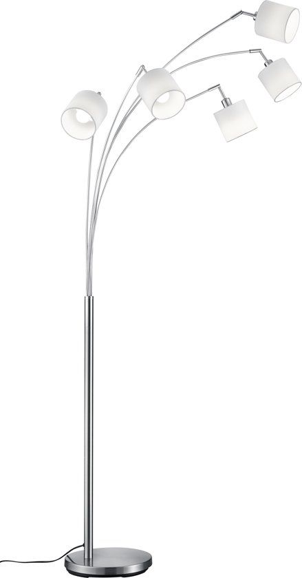 Reality Trio TOMMY Staande lamp - H 90 cm - Mat staal met witte kap