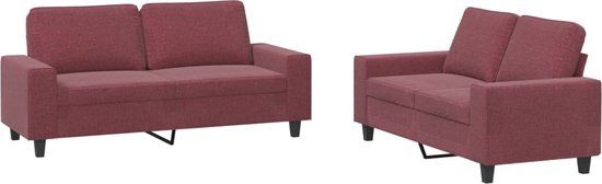 vidaXL 2-delige Loungeset stof wijnrood