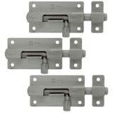AMIG schuifslot/plaatgrendel - 6x - RVS - 4 x 3.7cm - Inox matte afwerking - deur - schutting - hek
