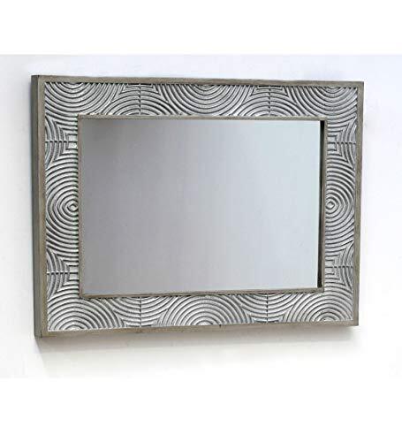 Unknown DRW DRW098079 wandspiegel houten cirkels zilver 75 x 95 x 6 cm, maten