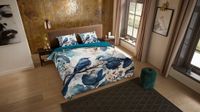 Pure dekbedovertrek blauwe vogels - 2 persoons 200x200/220 cm - Blauw - Microvezel