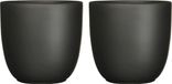 Mica Decorations Tusca Plant Pot - Black - Ceramic - Matte - D17/H16 cm - Set of 2