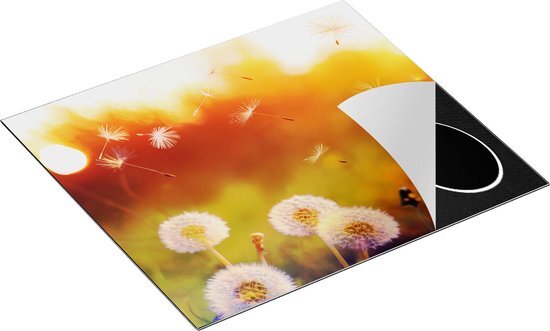 Chefcare Inductie Beschermer Paardenbloemen tijdens Zonsondergang - 59x52 cm - Afdekplaat Inductie - Kookplaat Beschermer - Inductie Mat