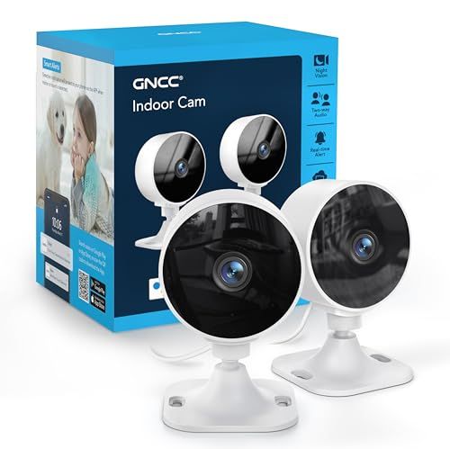 GNCC GNCC GC3 Binnencamera met nachtzicht, vaste wifi, 2,4 GHz, bewegings- en geluidsherkenning, bidirectionele audio, babymonitor 1080P, cloudopslag en micro-SD-kaart, compatibel met Alexa