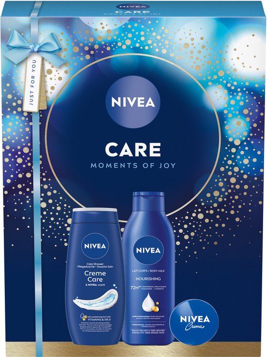 NIVEA Care Moments of Joy Geschenkset Vrouwen - Cadeauset Verjaardag met Body Milk, Douchegel en Crème