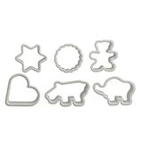 Ibili Set uitsteekvormpjes 6-delig van kunststof, wit, 10 x 5 x 5 cm, 6 stuks