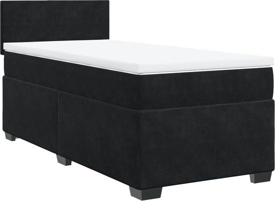 vidaXL Boxspring met matras fluweel zwart 100x200 cm