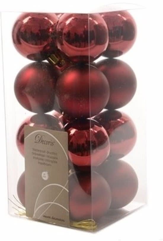 Decoris Kerstboom decoratie ballen donker rood 16 delig