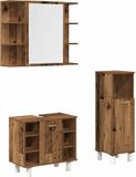 Maison Exclusive - Ensemble de meubles de salle de bain 3 pièces aspect bois ancien Matériau dérivé du bois