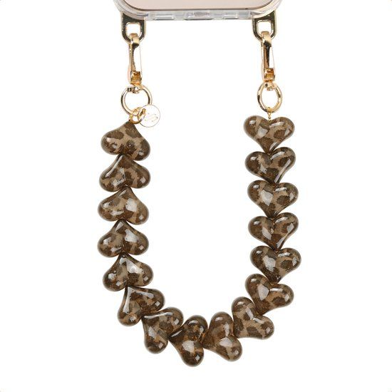 Selencia Universeel Hartjes Polskoord - Telefoon Ketting - GSM Koord - Tortoise Leopard