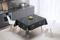Bonamaison Tafelkleed, Anti-Mold, Sneldrogend, Waterdicht, 100% Polyester Tafellaken, Neon groene rook, 140 x 140 Cm