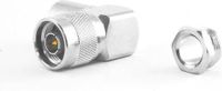 N-connector, 90 graden gebogen, voor HDF400 coaxkabel, klemversie