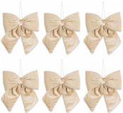 Mica Decorations Kerst strik - 6 stuks - creme - 20 x 23 cm - polyester