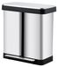 Poubelle de cuisine - Deux compartiments de 36+36 litres, poubelle à pédale avec 1 couvercle - Acier inoxydable - Fermeture douce du couvercle - Anti-odeur et étanche - Poubelle pour le tri des déchets - Argent