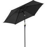Parasol droit Parasol inclinable de jardin Manivelle Toile polyester haute densité 180 g/m² Ø2,6 x 2,35 m Aluminium noir
