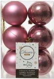 Decoris Cosy&Trendy kerstballen - 12 stuks - 6cm - kunststof - Oudroze/Roze