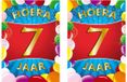 Bellatio Decorations Verjaardag deurposter - 2x - 7 jaar - multi - 59 x 84 cm - feestartikelen