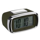 Atmosphera Tafelklok/wekker/alarmklok Snooze - groen/zilver - kunststof - 10 x 6 cm - Digitaal/led - batterij voeding