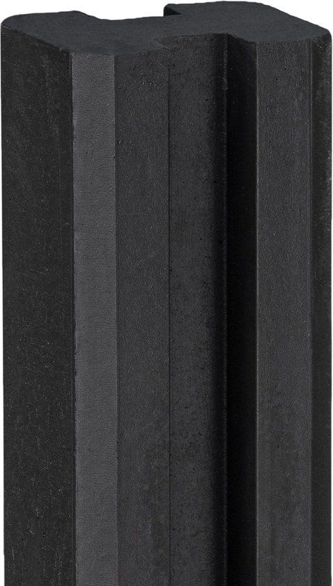 Merkloos Betonpaal sleuf 10x10x280 cm tbv stapelprofiel schutting Gecoat Zwart