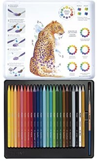 MILAN® Metalen doos 24 kleurpotloden Allcolor + penseel