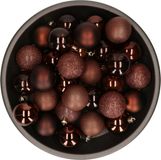 Billiet - Vanlaere Kerstballen - 48x stuks - kunststof - bruin - 6 cm - onbreekbaar
