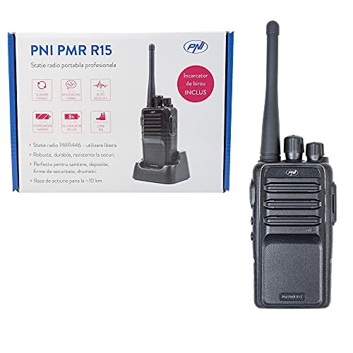PNI Professionele draagbare radio PMR R15 0,5W, ASQ, TOT, CTCSS-DCS, Monitor, 1200mAh, Programmeerbaar