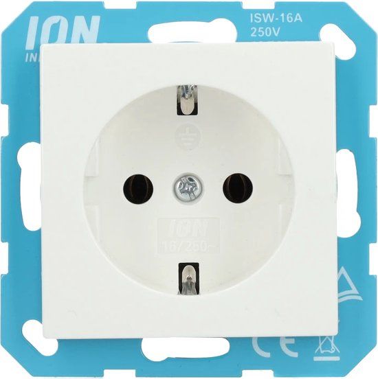 ION Industries Stopcontact met randaarde - E1 alpin wit glanzend - Wandcontactdoos