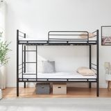 en.casa Stapelbed Bevapis met 2 matrassen 200x90 cm zwart