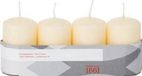 Trend Candles Bougies cylindriques/bougies coniques - set 4x - blanc crème - 5 x 8 cm - 18 heures de combustion