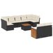 vidaXL Loungeset 10-delig met kussens poly rotan zwart