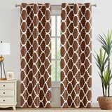Melodieux Marokkaanse mode thermisch geïsoleerde kamer verduistering verduisterende tule gordijnen voor woonkamer, 106 bij 213 cm, bruin (2 panelen)