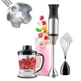 Avilia Staafmixer van roestvrij staal 1200 W met 3 accessoires, garde, container en hakmolen – 20 snelheden en turbo-modus is ideaal voor het mixen en hakken van levensmiddelen