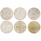 Set van 6 onderzetters, rond, gesorteerd, Ø 10 cm, goud