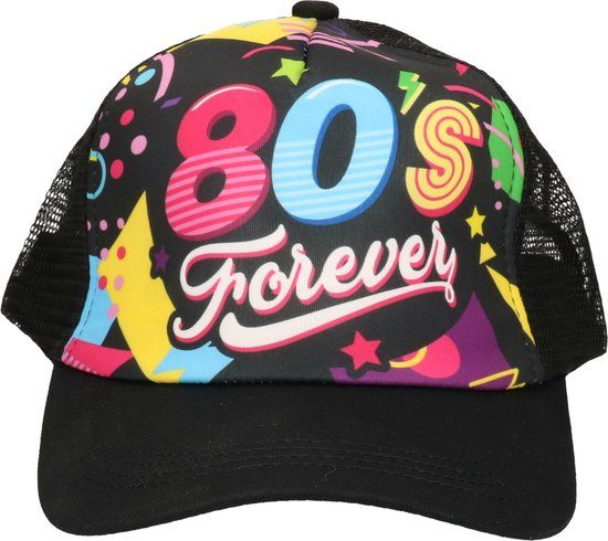 Fiestas Foute 80s/90s Print Party Pet - Zwart - Unisex - Volwassenen