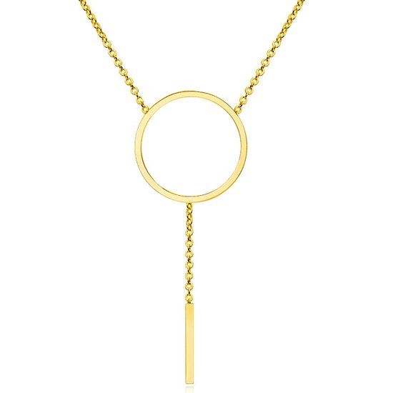 Cilla Jewels Dames ketting Edelstaal verguldkleurig Cirkel Staaf