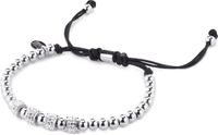 CO88 Collection Sparkle 8CB 90316 Stalen Armband met Beads en Rope - Kristal Beads 4 mm en Stalen Beads 5 mm - One-size - Zilverkleurig