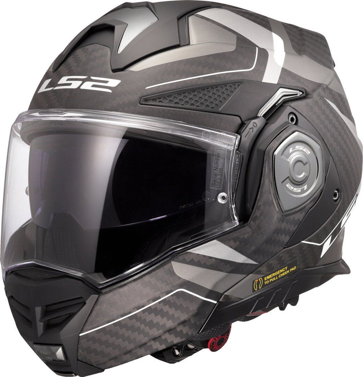 LS2 Modulaire motorhelm ADVANT X CARBON HORIZON Silver Grey, XXL